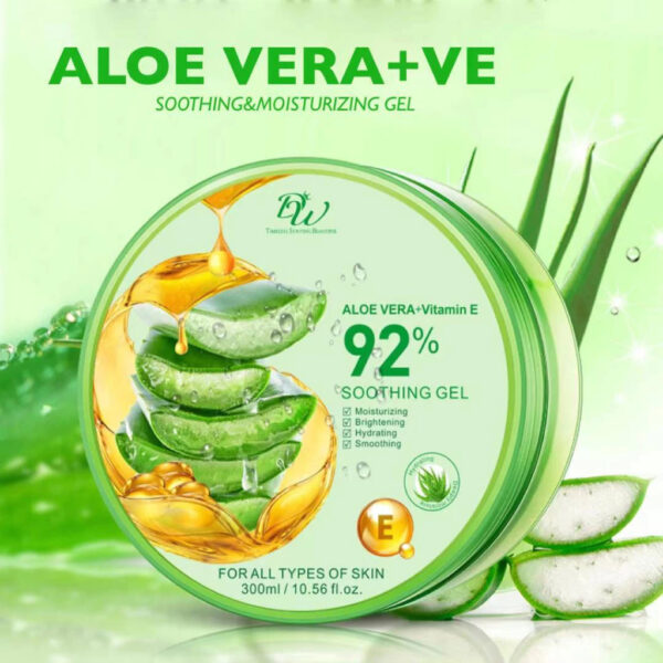 DW 92% Aloe Vera & Vitamin E Soothing Gel Moisturizing Brightrning Hydrating For All Skin 100/300ml.