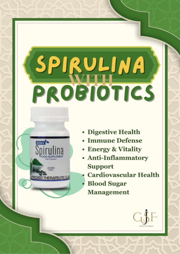 GFOXX Spirulina Food Supplement With Probiotics (100 tablets 200mg.). - Image 2