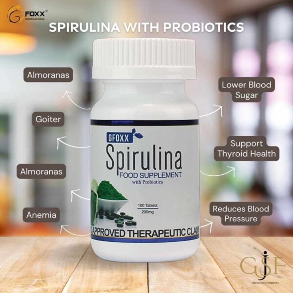 GFOXX Spirulina Food Supplement With Probiotics (100 tablets 200mg.).
