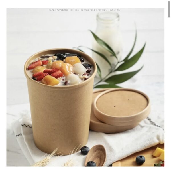 Disposable Food Grade Kraft Double Wall Paper Cup for Soup Kraft Soup Bowl Kraft Paper Salad Bowl - Image 9