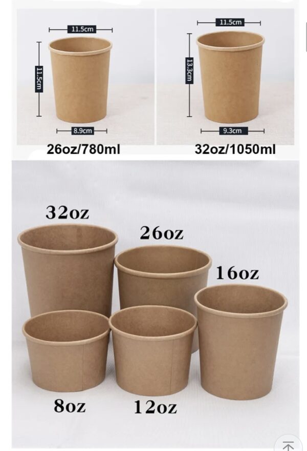Disposable Food Grade Kraft Double Wall Paper Cup for Soup Kraft Soup Bowl Kraft Paper Salad Bowl - Image 6