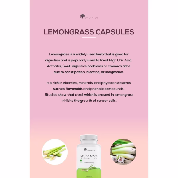 Naturethics Lemongrass Pure All Natural Organic Herbal Supplement 100 Capsules - Image 5