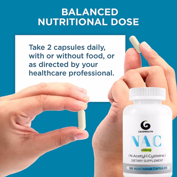 LS Health NAC 600mg, N-Acetyl Cysteine Veg Capsules, (glutathione, skin, beauty, lung) - Image 3