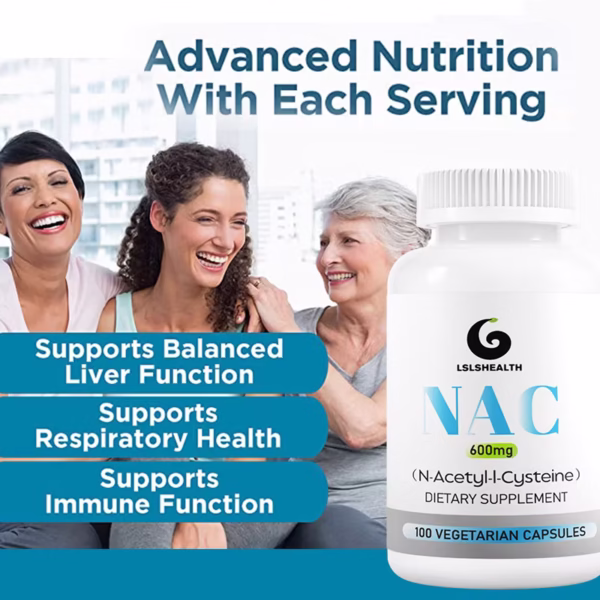 LS Health NAC 600mg, N-Acetyl Cysteine Veg Capsules, (glutathione, skin, beauty, lung) - Image 4