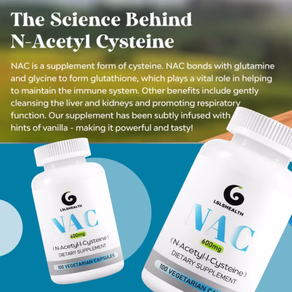 LS Health NAC 600mg, N-Acetyl Cysteine Veg Capsules, (glutathione, skin, beauty, lung) - Image 5