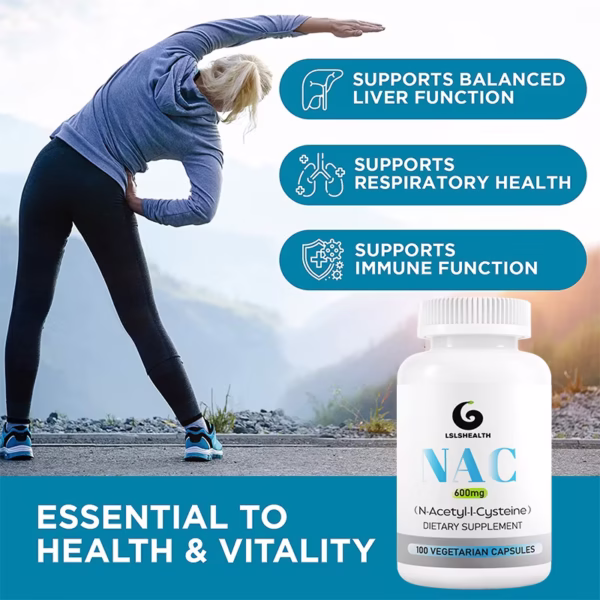 LS Health NAC 600mg, N-Acetyl Cysteine Veg Capsules, (glutathione, skin, beauty, lung) - Image 6