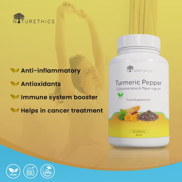 Naturethics Organic Turmeric Black Pepper Capsules 100 Capsule - Image 3