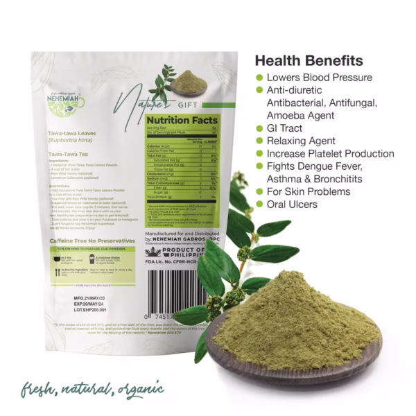 Tawa-tawa Powder Organic Herbal for Dengue Fever, Asthma Relief w/ Anti-bacterial and Anti-diuretic