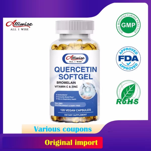 Quercetin 1000mg Vegan Capsules with Vitamin C & Zinc Supports Immune Health