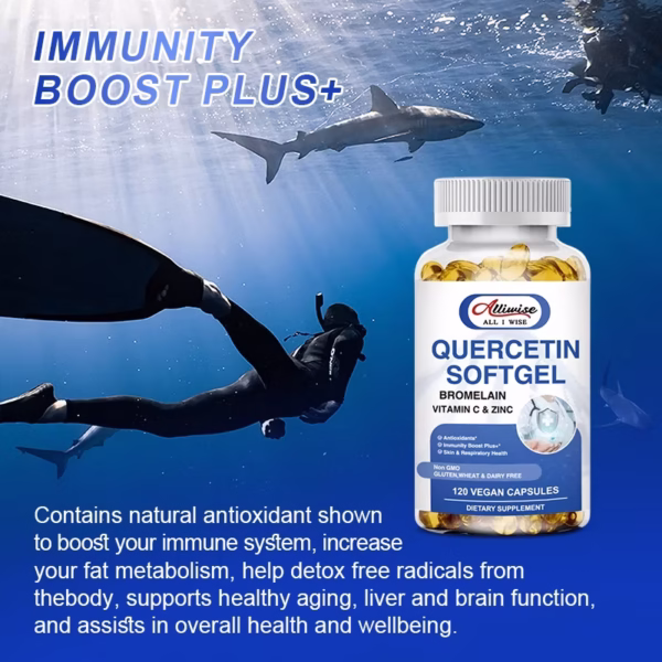 Quercetin 1000mg Vegan Capsules with Vitamin C & Zinc Supports Immune Health - Image 3